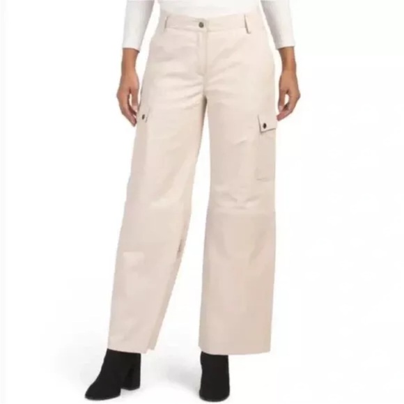 Bod & Christensen Patricia Leather Pants - cream - Sz 6 - Picture 2 of 10